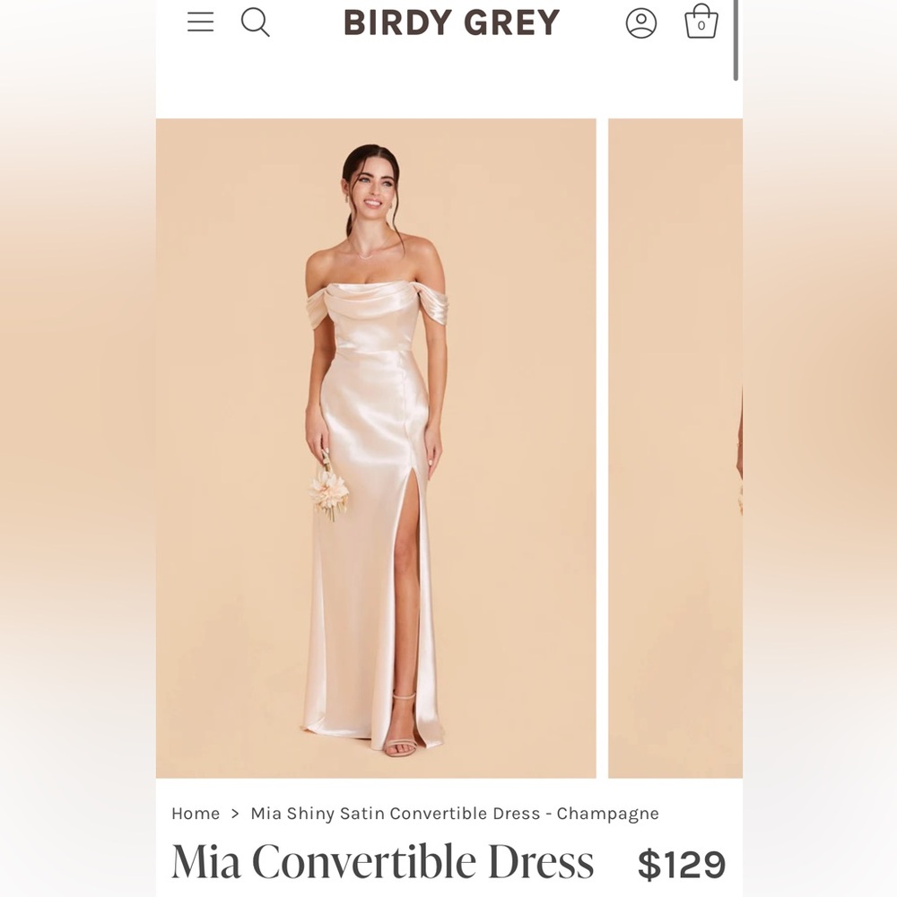 Birdy Grey Mia Convertible Dress in Shiny Satin Champagne - Brand New with Tags